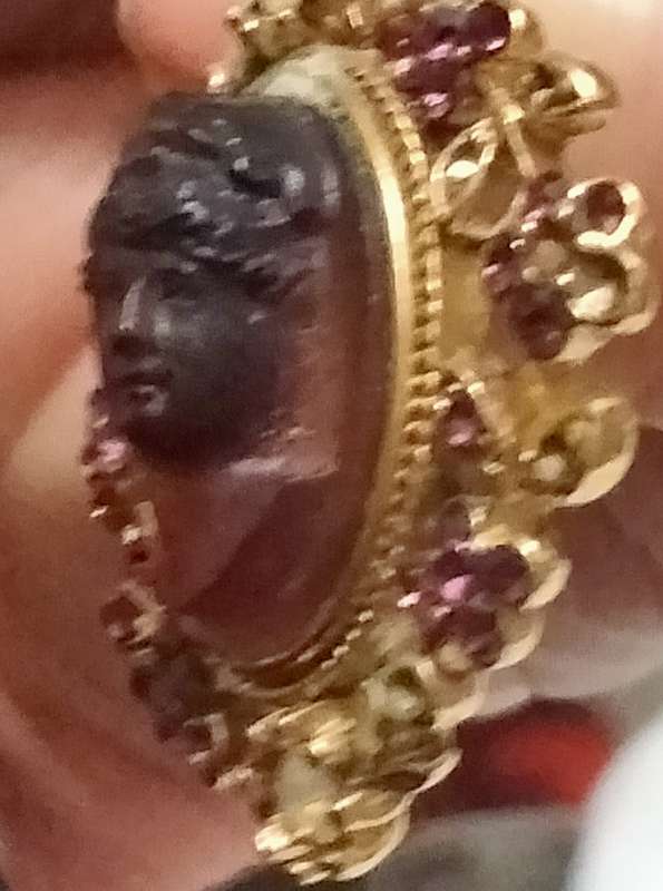 Necklace CAMEO c1980 Glass 3D  Chain West Germany Look at my Buy Now-No Waiting
