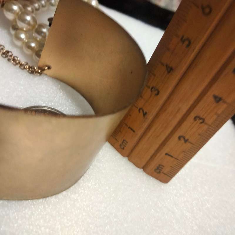 3 Bracelet 2 BALDI LONDON original label stretch Faux Pearl + Bangle Cuff yellow metal small chain