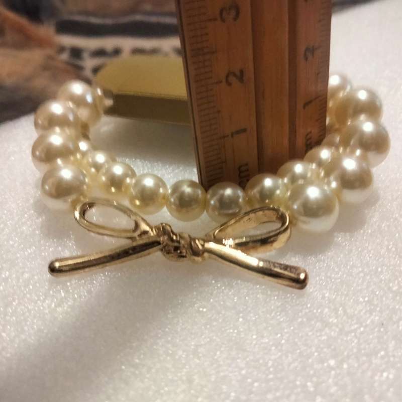 3 Bracelet 2 BALDI LONDON original label stretch Faux Pearl + Bangle Cuff yellow metal small chain