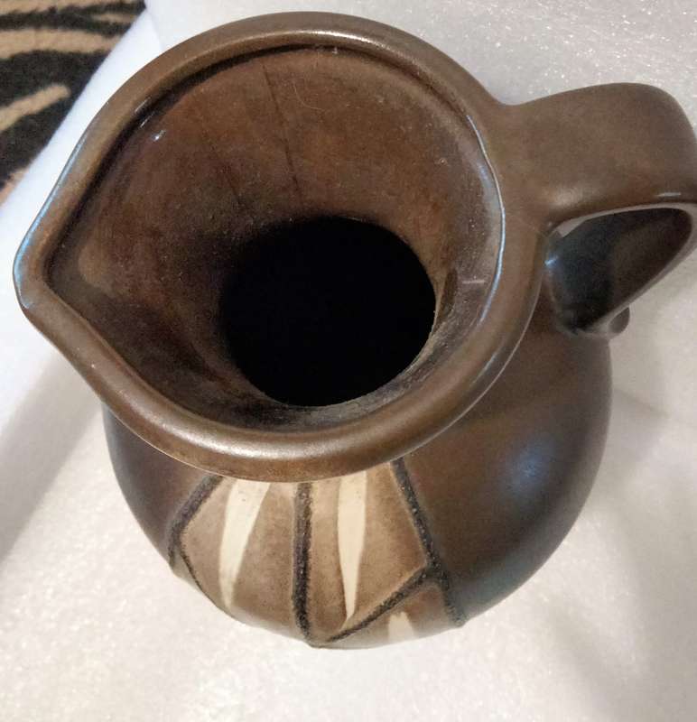 Art Pottery Pitcher West Germany mid century retro Slip Glaze