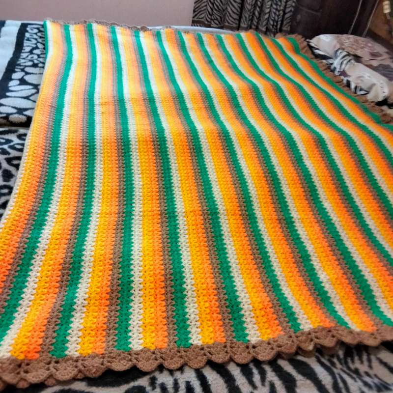 Crochet blanket wool warm bright  STUNNING hand made  Look at my Buy Now listings No Waiting