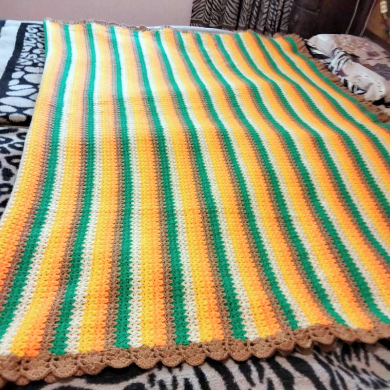 Crochet blanket wool warm bright  STUNNING hand made  Look at my Buy Now listings No Waiting