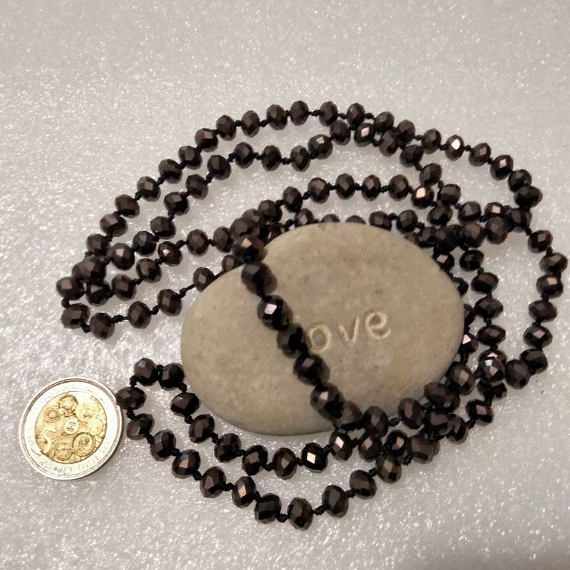 Necklace -Czecholavakia Black Cut glass faceted beads flapper style long