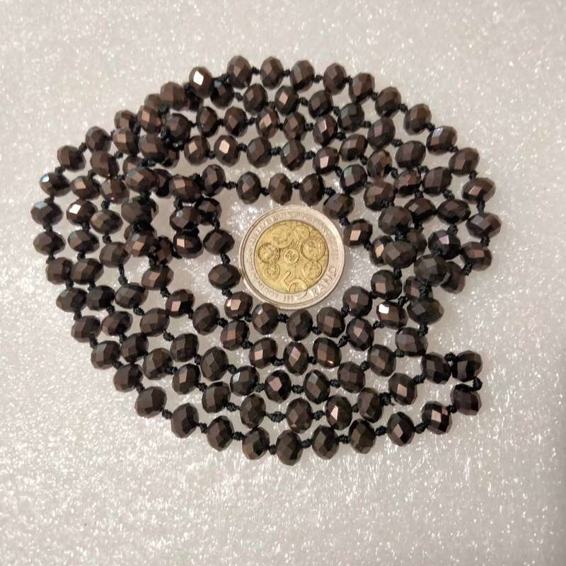 Necklace -Czecholavakia Black Cut glass faceted beads flapper style long