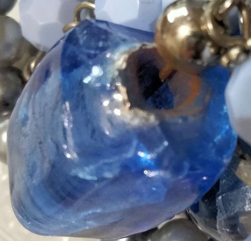 NECKLACE Italian glass foil lampwork 2 Big Blue+Synthetic+earrings LOOK at my BUY NOW - NO WAITING