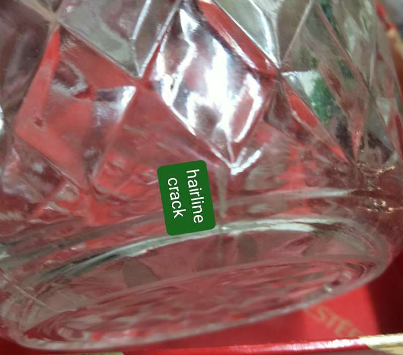JUG England diamond cut ribbed Art deco-1 Crystal d Arques Vase chip- Double handle bowl itsy crack