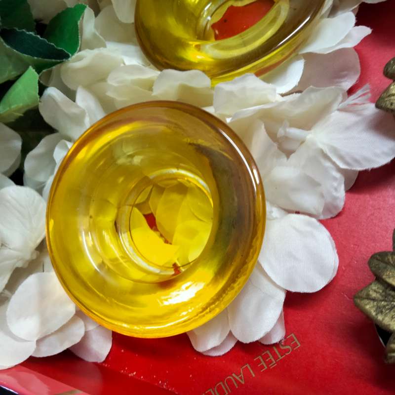 2 Yellow Glass Candle holder -Votive Tea Light  Look at my Buy Now listing