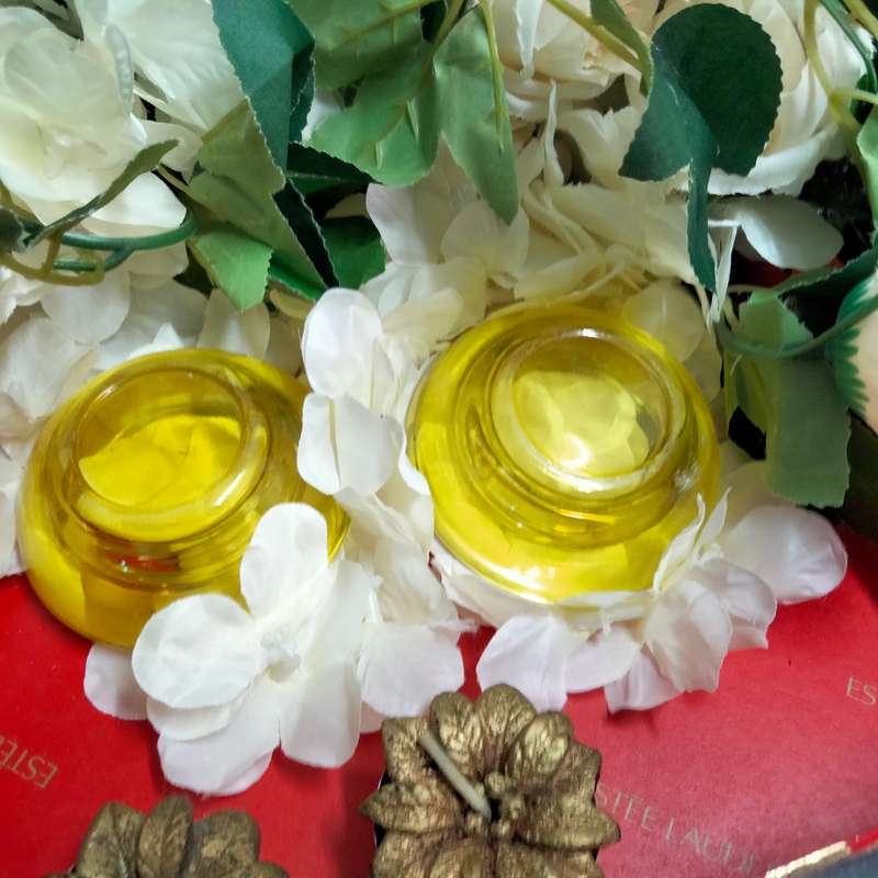 2 Yellow Glass Candle holder -Votive Tea Light  Look at my Buy Now listing