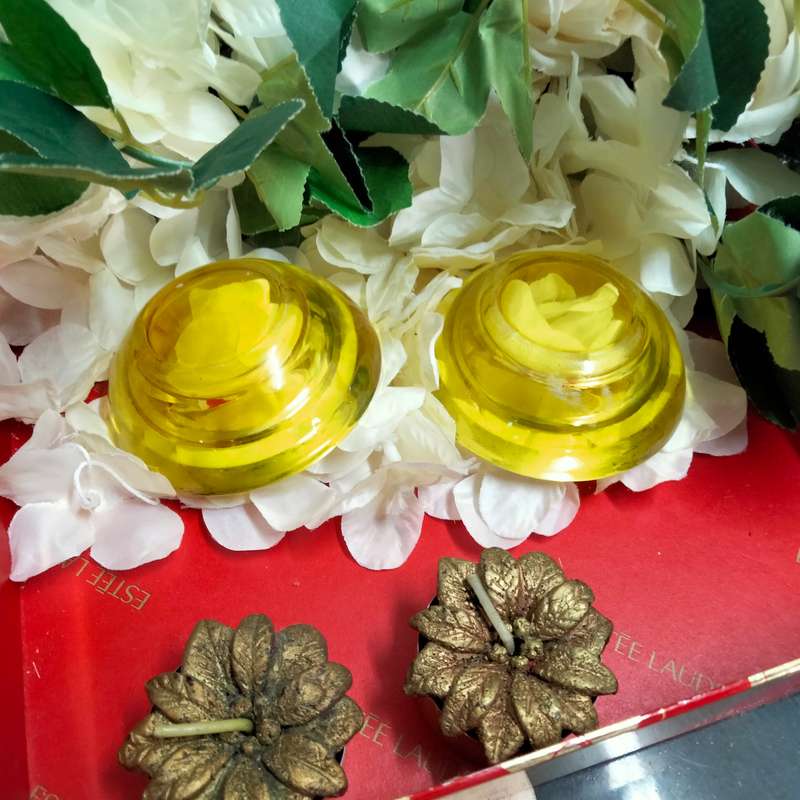 2 Yellow Glass Candle holder -Votive Tea Light  Look at my Buy Now listing