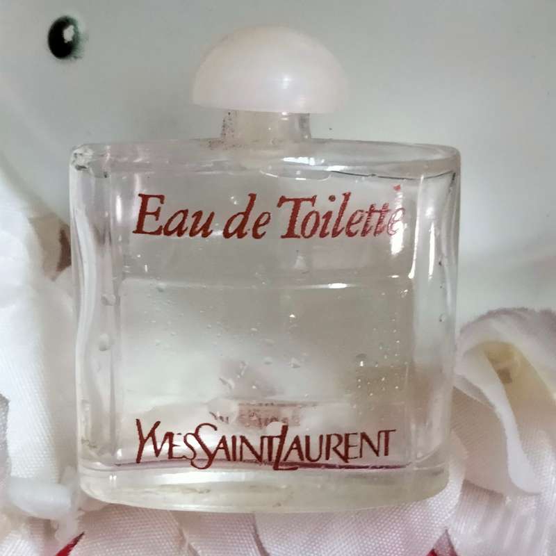 Scent bottles empty 1 mini YveSaintLaurent +Frosted glass green dot