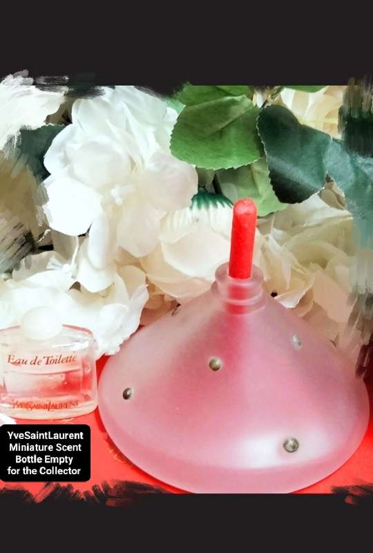 Scent bottles empty 1 mini YveSaintLaurent +Frosted glass green dot