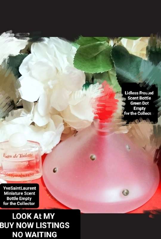 Scent bottles empty 1 mini YveSaintLaurent +Frosted glass green dot