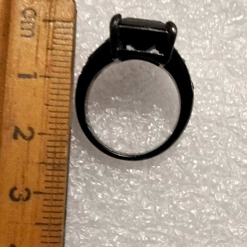 Dress RING Vintage Square dark composite stone - gunmetal tone