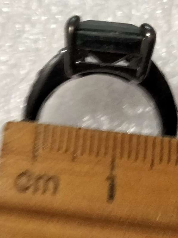 Dress RING Vintage Square dark composite stone - gunmetal tone