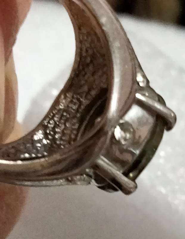 Dress RING Vintage Citrine Green composite stone -Silver tone
