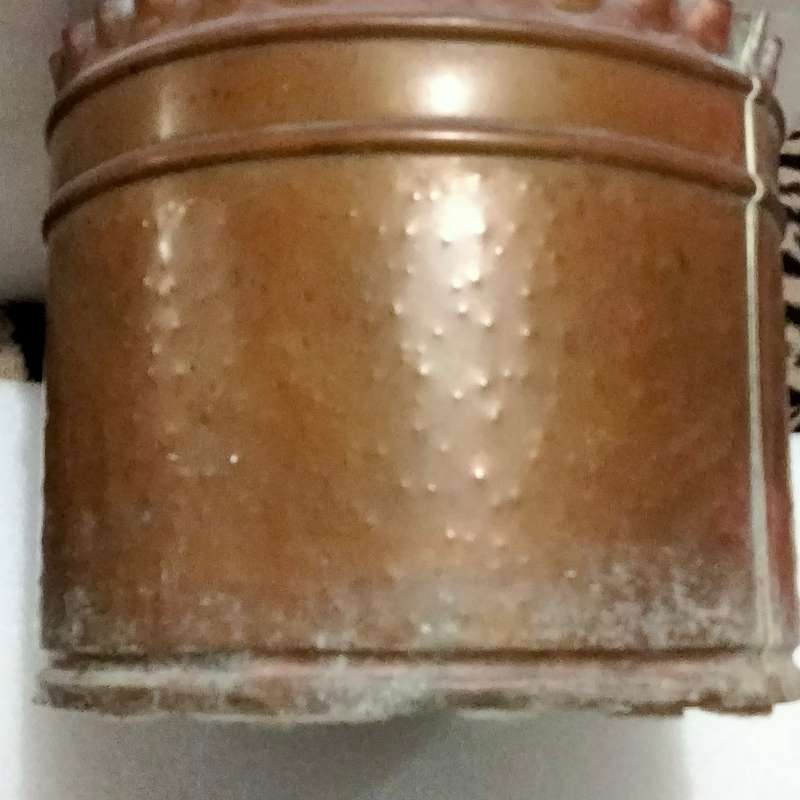 1 Vintage Copper hand beaten large Planter Top edge crimp design showing ware