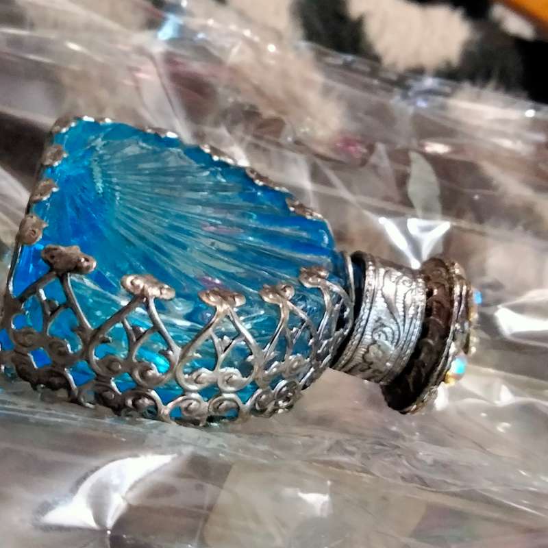 Bohemian Perfume Bottle Rhinestone Crystal Mesh Hand Crafted Czechoslovakia