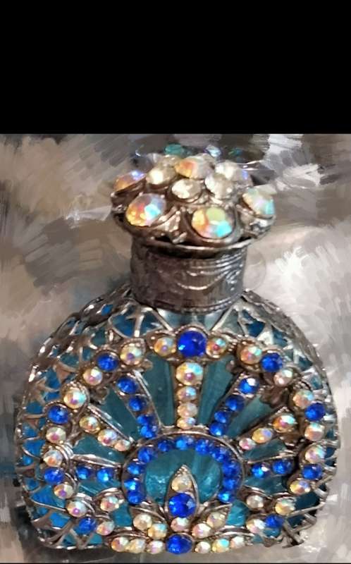 Bohemian Perfume Bottle Rhinestone Crystal Mesh Hand Crafted Czechoslovakia