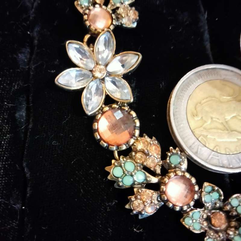 Necklace+vintage Crystals Bouquet synthetic colourful palette - setting gold plated links