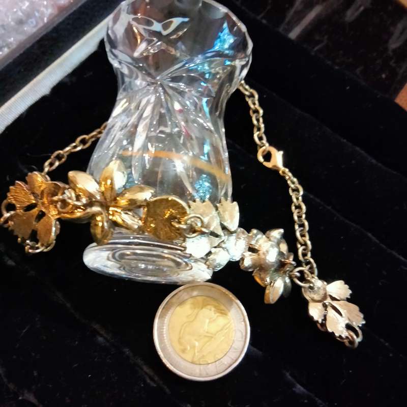 Necklace+vintage Crystals Bouquet synthetic colourful palette - setting gold plated links
