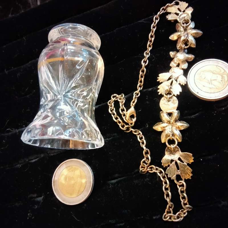 Necklace+vintage Crystals Bouquet synthetic colourful palette - setting gold plated links