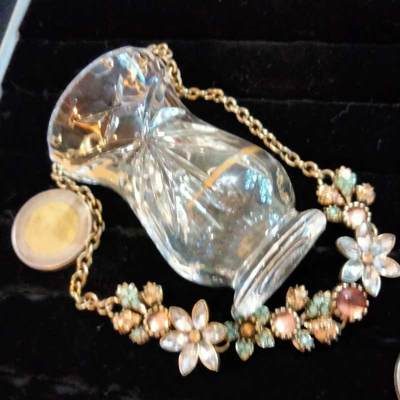 Necklace+vintage Crystals Bouquet synthetic colourful palette - setting gold plated links