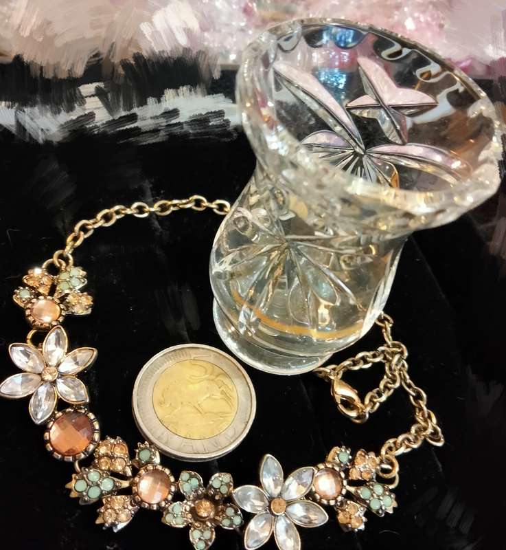 Necklace+vintage Crystals Bouquet synthetic colourful palette - setting gold plated links