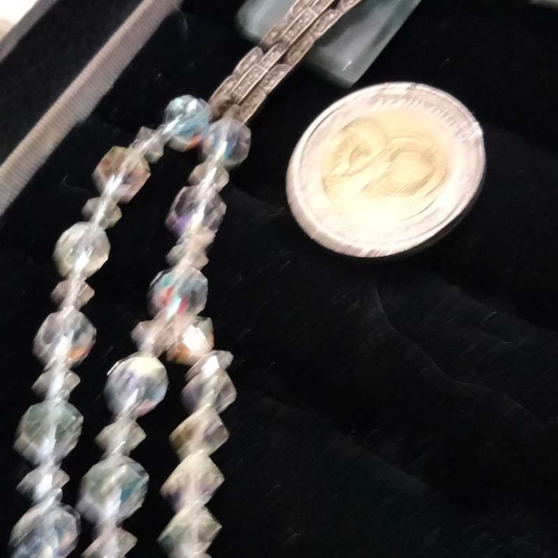 Necklace  - Aurora borealis 3 strand graduating CRYSTAL Mix Sizes Styles Clasp Marcasite Artisinal