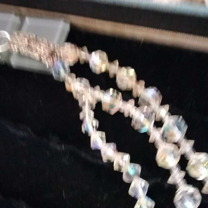 Necklace  - Aurora borealis 3 strand graduating CRYSTAL Mix Sizes Styles Clasp Marcasite Artisinal