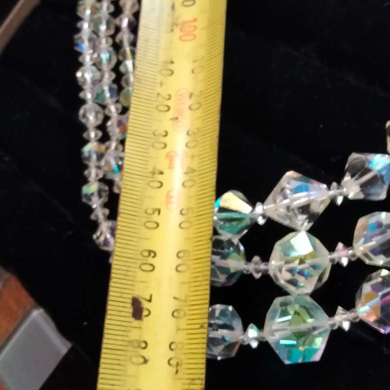 Necklace  - Aurora borealis 3 strand graduating CRYSTAL Mix Sizes Styles Clasp Marcasite Artisinal