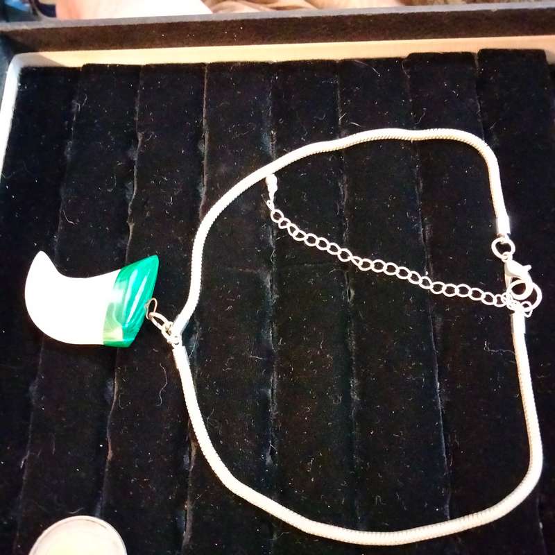 Claw handcrafted Camel bone organic+ Malachite  vintage NECKLACE Artisinal+ Snake Chain Silver plate