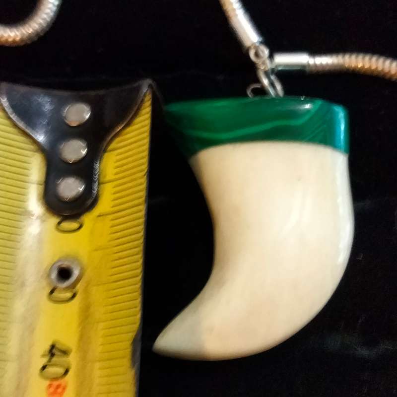 Claw handcrafted Camel bone organic+ Malachite  vintage NECKLACE Artisinal+ Snake Chain Silver plate