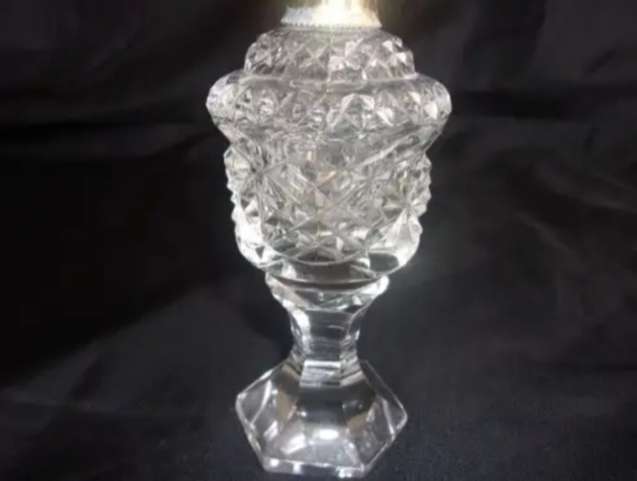 ANTIQUE 1920s  GLASS CRYSTAL PERFUME ATOMISER No Pump top plated
