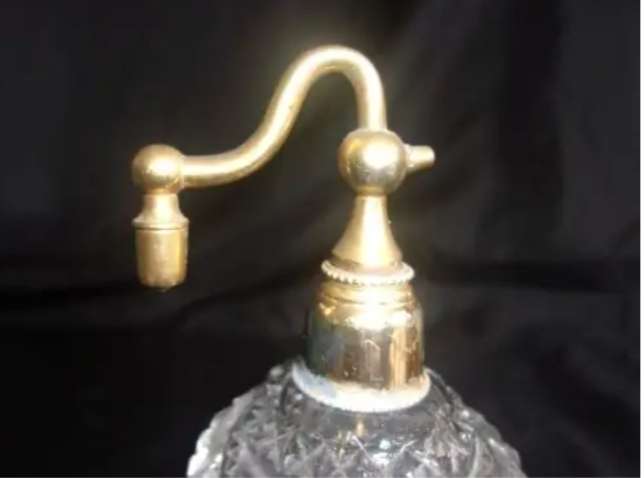 ANTIQUE 1920s  GLASS CRYSTAL PERFUME ATOMISER No Pump top plated
