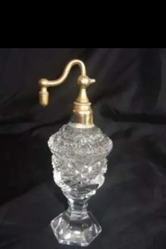 ANTIQUE 1920s  GLASS CRYSTAL PERFUME ATOMISER No Pump top plated