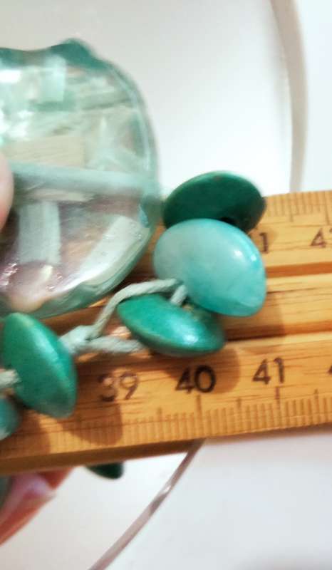 NECKLACE Druzy shape Acrylic Translucent+green beads+spacer beads LOOK at My BUY NOW-NO WAITING