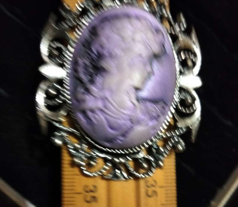 Necklace - Cameo Pendant composite West Germany + Silver tone metal chain