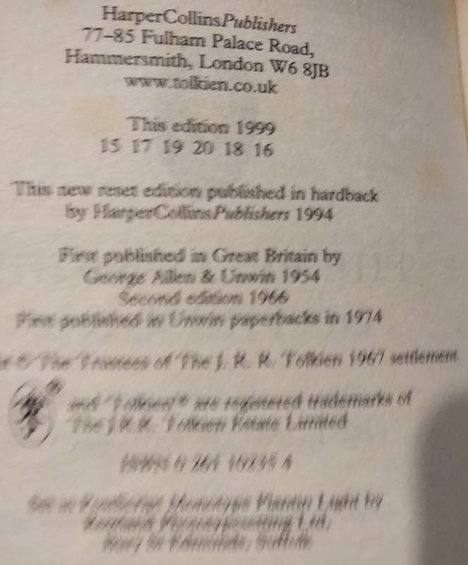 J.R.R. TOLKIEN Lord of Rings 3 books -Pre owned- Soft cover PB 1999-1+2+3 - All for one bid