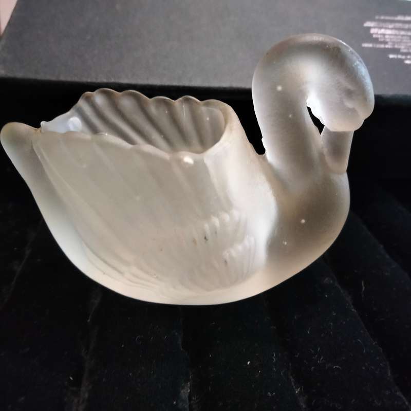 Swan Frosted glass Salt or votive LOOK At My BUY NOW listings NO WAITING