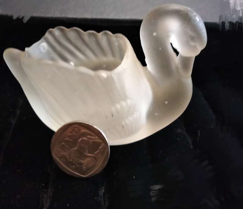 Swan Frosted glass Salt or votive LOOK At My BUY NOW listings NO WAITING