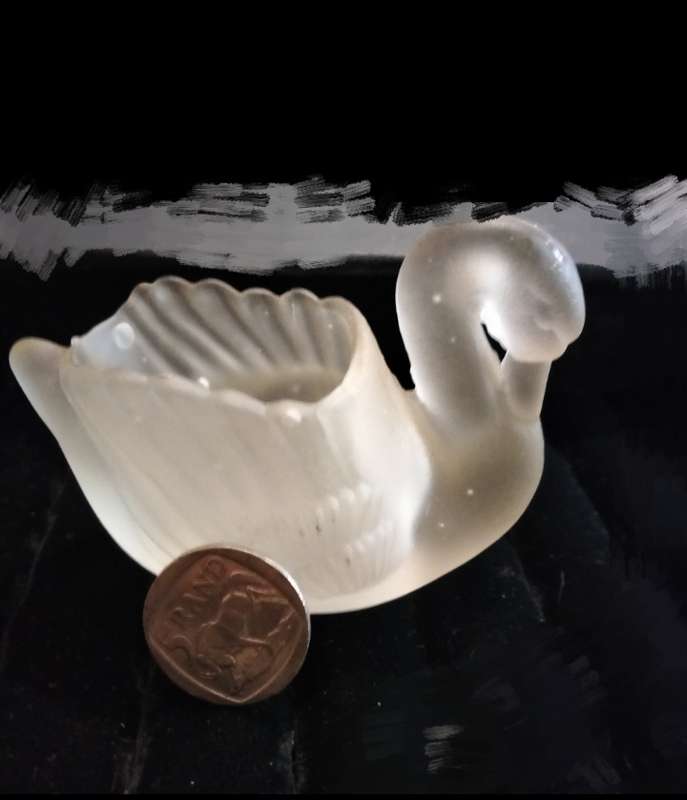 Swan Frosted glass Salt or votive LOOK At My BUY NOW listings NO WAITING