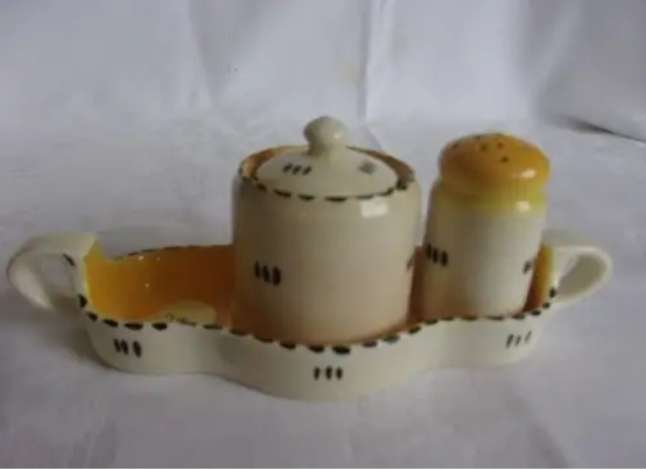 5 items SALTS -part Set Vintage 3 BURLEIGH WARE  + 1 dwarf + 1 Snow White
