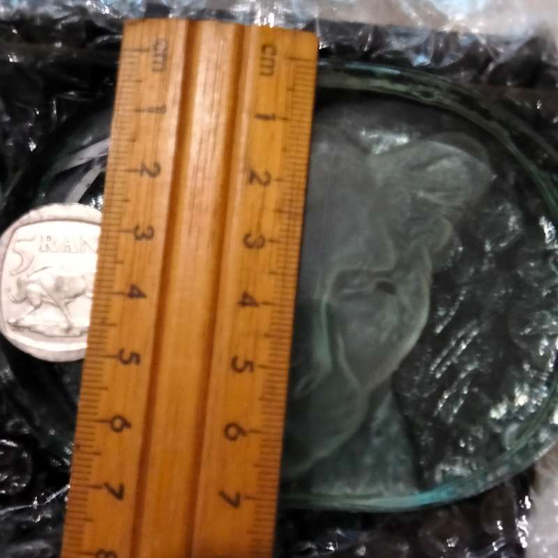Set 4 Paperweight - heavy Glass Cast Sandblasted Projected in 3D to front