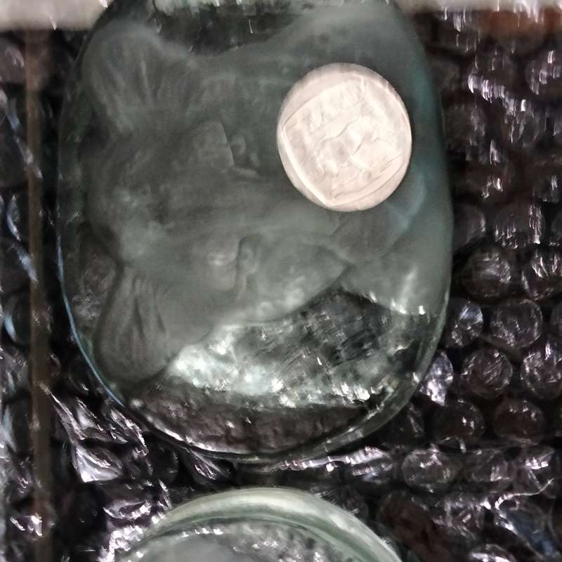 Set 4 Paperweight - heavy Glass Cast Sandblasted Projected in 3D to front