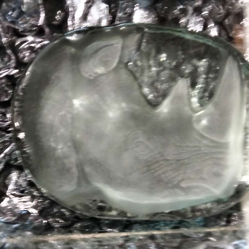 Set 4 Paperweight - heavy Glass Cast Sandblasted Projected in 3D to front