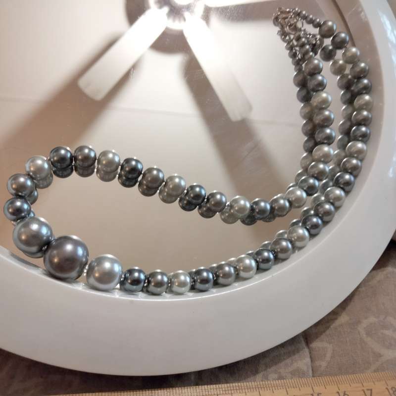 Necklace Silver hues Blueish Silverish Synthetic Pearls LOOK at my BUY NOW - NO WAITING