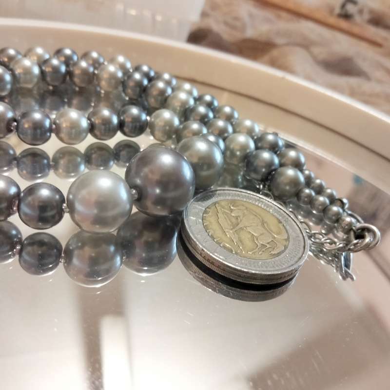 Necklace Silver hues Blueish Silverish Synthetic Pearls LOOK at my BUY NOW - NO WAITING