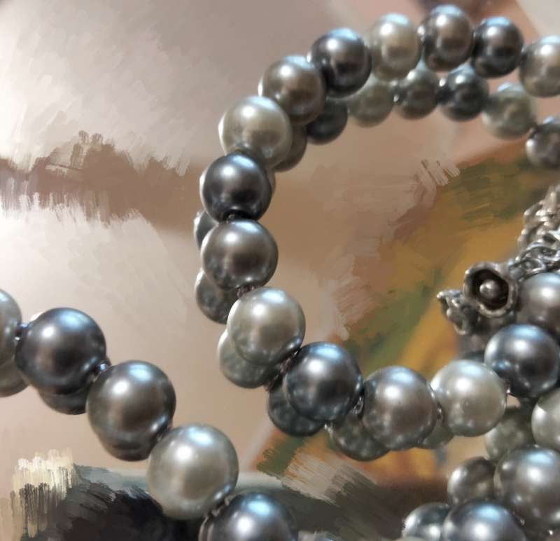 Necklace Silver hues Blueish Silverish Synthetic Pearls LOOK at my BUY NOW - NO WAITING