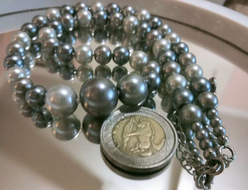 Necklace Silver hues Blueish Silverish Synthetic Pearls LOOK at my BUY NOW - NO WAITING
