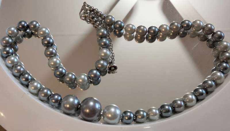 Necklace Silver hues Blueish Silverish Synthetic Pearls LOOK at my BUY NOW - NO WAITING